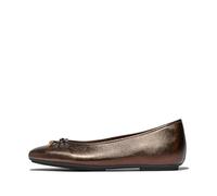 Fitflop Delicato Bow Soft Metallic-Leather Ballet Flats, Ballerine Donna, Marrone Cioccolato Metallizzato, 39 EU Stretta