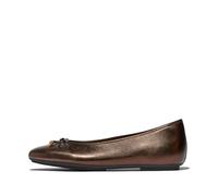 Fitflop Delicato Bow Soft Metallic-Leather Ballet Flats, Ballerine Donna, Marrone Cioccolato Metallizzato, 43 EU Stretta