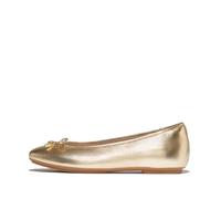Fitflop Delicato Bow Soft Metallic-Leather Ballet Flats, Ballerine Donna, Platino, 43 EU Stretta