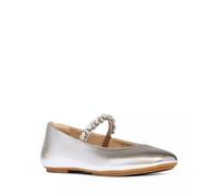 Fitflop Delicato Pearls-And-Crystal Leather Ballet Flats, Scarpe Tipo Donna, Silver, 39 EU, Argento, 39 EU