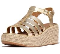 FitFlop Donna Platfforms Espadrillas Pelle Fisherman Zeppa Sandali, Platino, 9