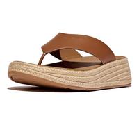 Fitflop Espadrillas da donna F-mode in pelle flatform T/Post Sandales, Abbronzatura profonda, 38 EU