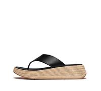 Fitflop F-Mode Espadrille Leather Flatform T/Post Sandals, Sandali Donna, Nero, 36 EU