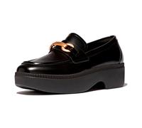 Fitflop F-luma Chunky-Snaffle Box-Leather Demi-Wedge Loafers, Mocassino Donna, Nero, 38 EU