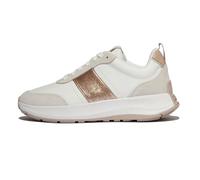 Fitflop F-Mode Flow Sequin Suede/Pelle Flatform Sneakers Donna, Urban White Classic Beige, 38.5 EU