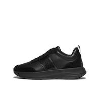 Fitflop F-Mode Flow - Sneaker Basse da Donna, in Pelle Scamosciata/Pelle, con Paillettes, Colore: Nero, Taglia 38, Tutto Nero, 38 EU