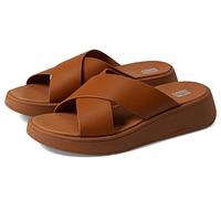 FitFlop F-Mode Leather Flatform Cross Slides, Sandali Donna, Marrone Chiaro, 38 EU