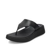 Fitflop F Mode Leather Platform Toe Post, Sandali con Zeppa Donna, Tutto Nero, 42 EU