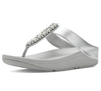 Fitflop Fine Pearls-and-Crystal Toe-Post Sandals, Sandalo donna, argento, 36 EU, argento, 36 EU