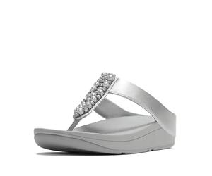 Fitflop Fine Pearls-and-Crystal Toe-Post Sandals, Sandalo donna, argento, 37 EU, argento, 37 EU
