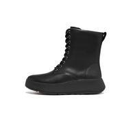 Fitflop Stivaletti da donna F-mode in pelle con lacci Flatform Tutto nero 36 EU