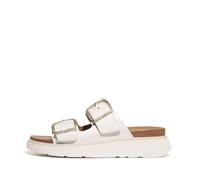 Fitflop Gen-FF Buckle Two-Bar Leather Slides, Sandali scorrevoli Donna, White, 42 EU, bianco, 42 EU
