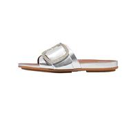 Fitflop Gracie Crystal Maxi-Fibbia Slides in Pelle Metallizzata, Sandali Donna, Argento, 41 EU