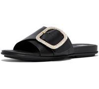 Fitflop Gracie Crystal Maxi-Fibbia Slides in Pelle, Sandali Donna, Nero, 38 EU