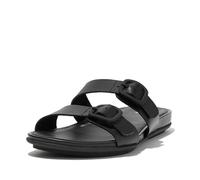 Fitflop Gracie Diapositive in Pelle a Due Barre con Fibbia in Gomma, Sandali a Ciabatta Donna, Tutto Nero, 37.5 EU