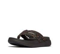 Fitflop Infradito da donna F-Mode Go Leopard Webbing Strappy, Mix di cioccolato, 42 EU