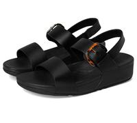 FitFlop Lulu Adjustable Leather Back-Strap Sandals, Sandali con Zeppa Donna, Interamente Nero, 38 EU