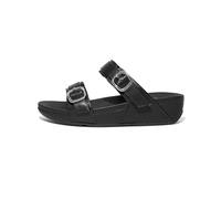 Fitflop Lulu Adjustable Leather Slides, Sandali a Ciabatta Donna, Tutto Nero, 39 EU