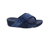 FitFlop Lulu Chrystal-Mix Metallico Cross Slides Midnight Navy Blu Scuro