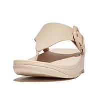 Fitflop Lulu Covered-buckle Raw-edge Leather Toe-thongs, Sandali Donna, Stone Beige, 40 EU