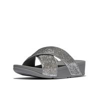 Fitflop Lulu Crinkled-Shimmer Cross Slides, Sandali a Ciabatta Donna, Argento, 36 EU