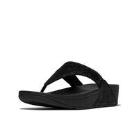 Fitflop Lulu Crinkled-Shimmer Toe-Post Sandals, Sandali Donna, Nero Metallizzato, 38 EU