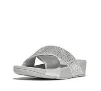 Fitflop Lulu Crystal Mix Fasce Incrociate in Pelle con Brillantini Metallic Silver