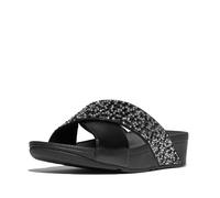 Fitflop Lulu Crystal Mix Metallic Cross Slides all Black