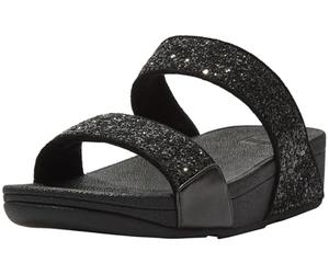 Fitflop Lulu Glitter Slides, Infradito Donna, Glitter Nero, 41 EU