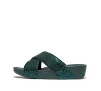 Fitflop LULU Glitterball Cross Slides Sandali, Metallico Deep Teal, 39,5