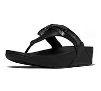 Fitflop Lulu Glitz-Bow Leather Toe-Post Sandals, Sandali Donna, Tutto Nero, 38 EU