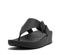 Fitflop Lulu-Perizoma in Pelle con Bordo Grezzo, Sandali Donna, Nero, 37 EU