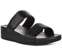 Fitflop Lulu Adjustable Leather Slides, Sandali a Ciabatta Donna, Tutto Nero, 38 EU