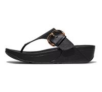 Fitflop Lulu Resin-Buckle Leather Toe-Post Sandals, Sandali Donna, Nero, 38 EU