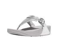 Fitflop Lulu Sandali Regolabili in Pelle Metallizzata, Donna, Argento, 38 EU