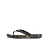 Fitflop Men's Iqushion Leaf-Print Ergonomic Flip-Flops, Nero, 44 EU