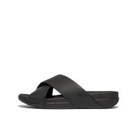 Fitflop Men's Surfer Tumbled-Leather Cross Slides Sandal, Nero, 9 UK Wide