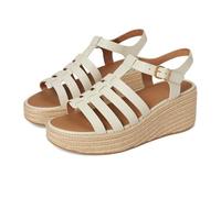 Fitflop Platfforms Espadr. Leather Fisherman Wedge Sandals, Sandali con Zeppa Donna, Beige, 43 EU