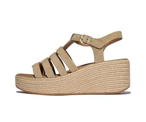 Fitflop Platfforms Espadr. Suede Fisherman Wedge Sandals, Sandali con Zeppa Donna, Cappuccino, 42 EU