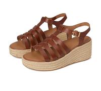 Fitflop Platfforms Espadr. Leather Fisherman Wedge Sandals, Sandali con Zeppa Donna, Abbronzatura Profonda, 38 EU