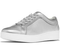 Fitflop Rally Crystal-Trim Leather Sneakers, Scarpe da Ginnastica Donna, Argento, 38 EU