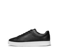 Fitflop Rally II Mens Tumbled-Leather Sneakers, Scarpe da Ginnastica Uomo, Nero, 44.5 EU