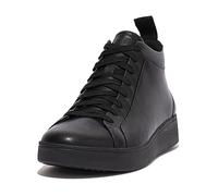 Fitflop Rally Leather High-Top Sneakers, Scarpe da Ginnastica Donna, Tutto Nero, 37 EU