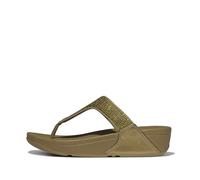 Fitflop Lulu Crystal Embellished Toe-Post Sandals, Sandali Donna, Metallic Camo Green, 43 EU