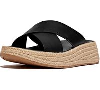 FitFlop Sandali da donna F-Mode Espadrille in pelle Flatform Cross Slides IV5 EUR 39 Nero