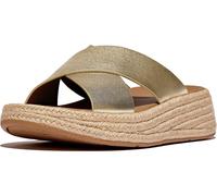 FitFlop Sandali da donna F-Mode Espadrille in pelle Flatform Cross Slides IV5 EUR 42 Beige