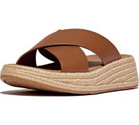 FitFlop Sandali da donna F-Mode Espadrille in pelle Flatform Cross Slides IV5 EUR 42 Marrone