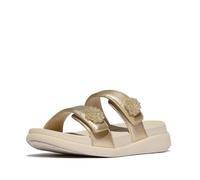 Fitflop Women's F-Mode Go Beadie-Button Adj. Flatform 2-bar Slides Sandal, platino, 42 EU