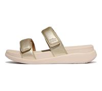 Fitflop Sandali da donna F-mode Go regolabili Flatform a due barre SlidesSlide, platino, 39 EU