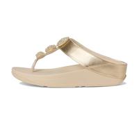 Fitflop Sandali da donna Fino Beadie-Button metallizzato Toe-Post, Platino, 42 EU